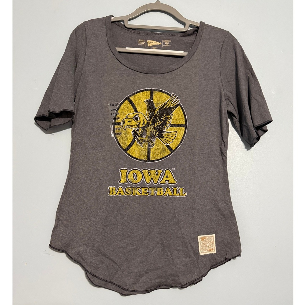 Iowa Basketball Size Large Herky the Hawk T-Shirt Heather Charcoal 2593